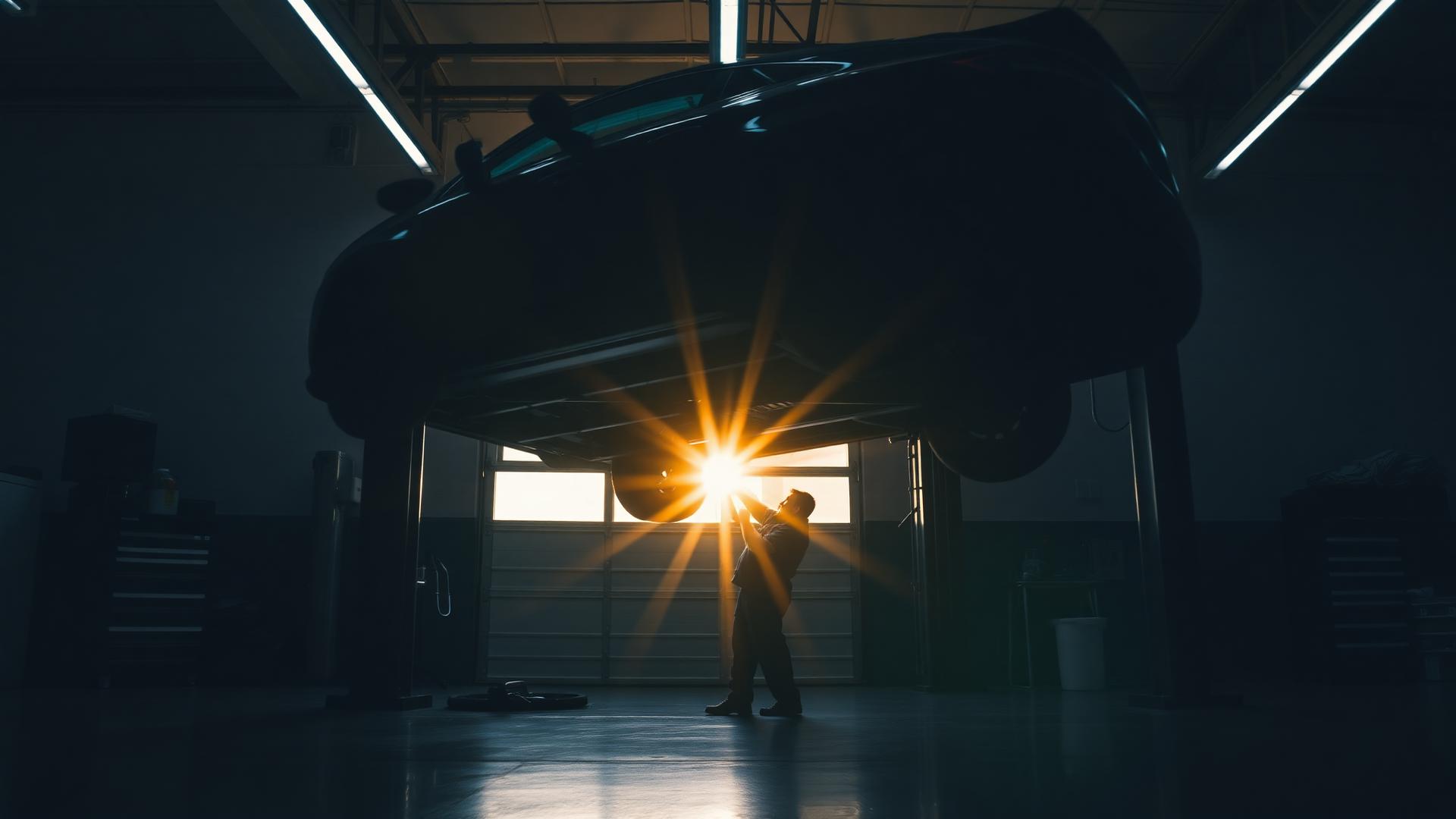 Mechanic working under a vehicle